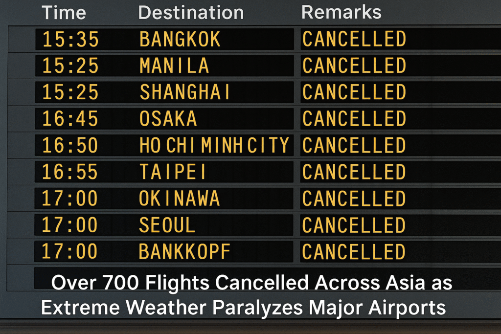 Over 700 Flights Cancelled Across Asia as Extreme Weather