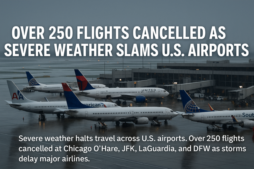 Over 250 Flights Cancelled as Severe Weather Slams U.S. Airports