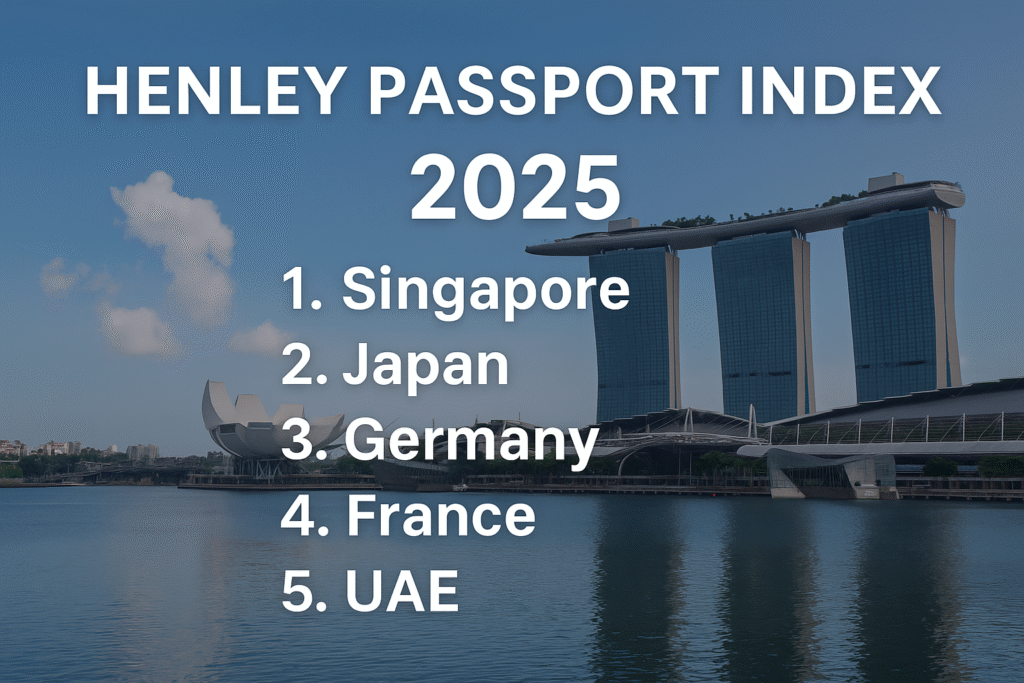 Singapore, Japan, Germany, France, and UAE top the 2025 Henley Passport Index, offering citizens visa-free access to over 180 global destinations.