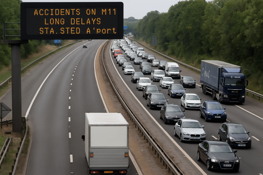 Stansted Airport Travel Chaos M11 Crashes Spark Major Delays