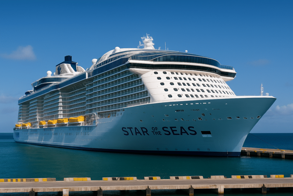 Star of the Seas cruise, world’s largest cruise ship, Royal Caribbean 2025, Port Canaveral cruises, Caribbean cruise itinerary, cruise ship amenities, Florida tourism, luxury cruise travel, sustainable cruise ships, new cruise ship launch,Port Canaveral, Florida, United States,San Juan, Puerto Rico,Cozumel, Mexico,St. Kitts & Nevis,Bahamas