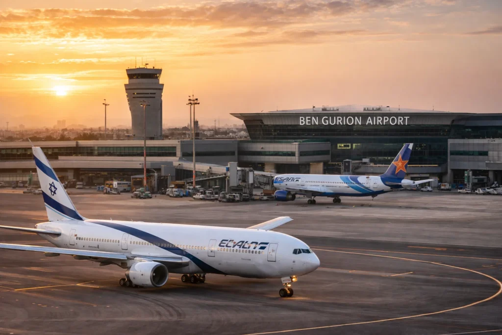 Ben Gurion Airport at sunset