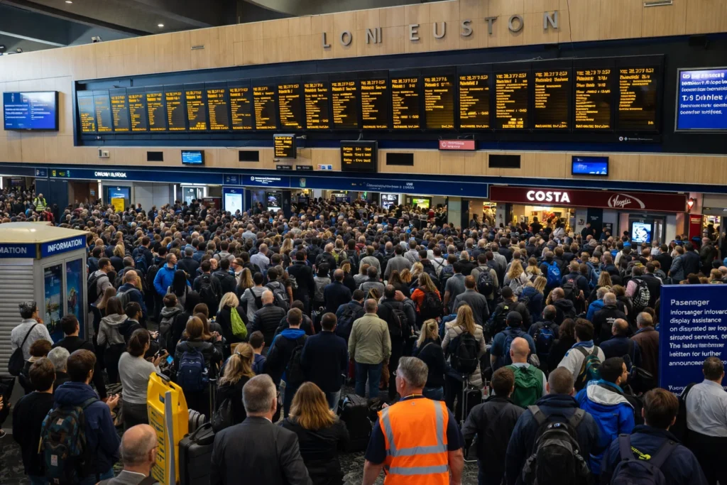 Crowd at London Euston station