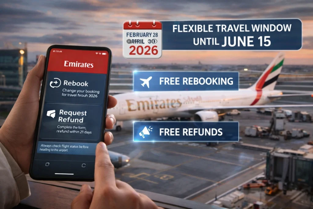 Emirates rebooking refund policy 2026