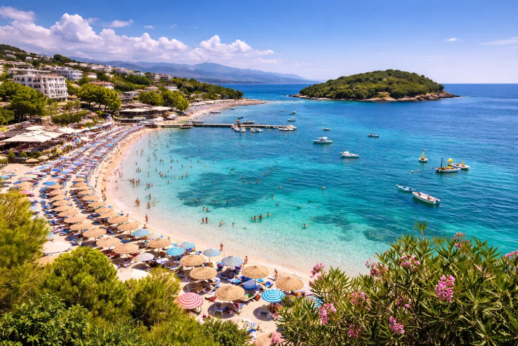 Ksamil beach paradise in full bloom
