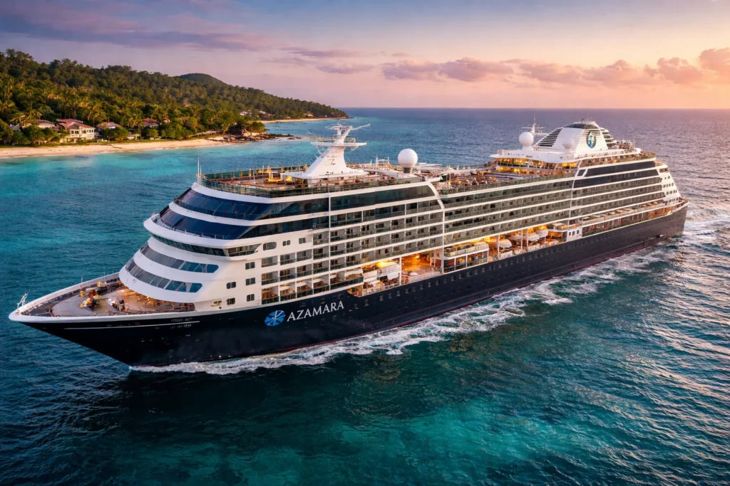 Luxurious Azamara cruise at sunset