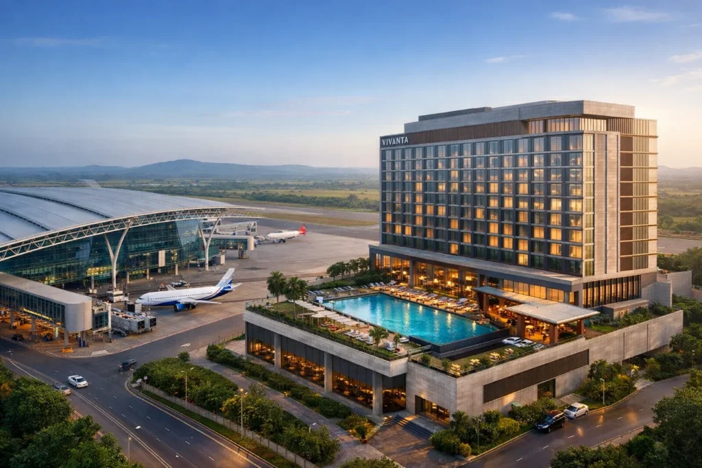 Modern airport and hotel in Bhogapuram