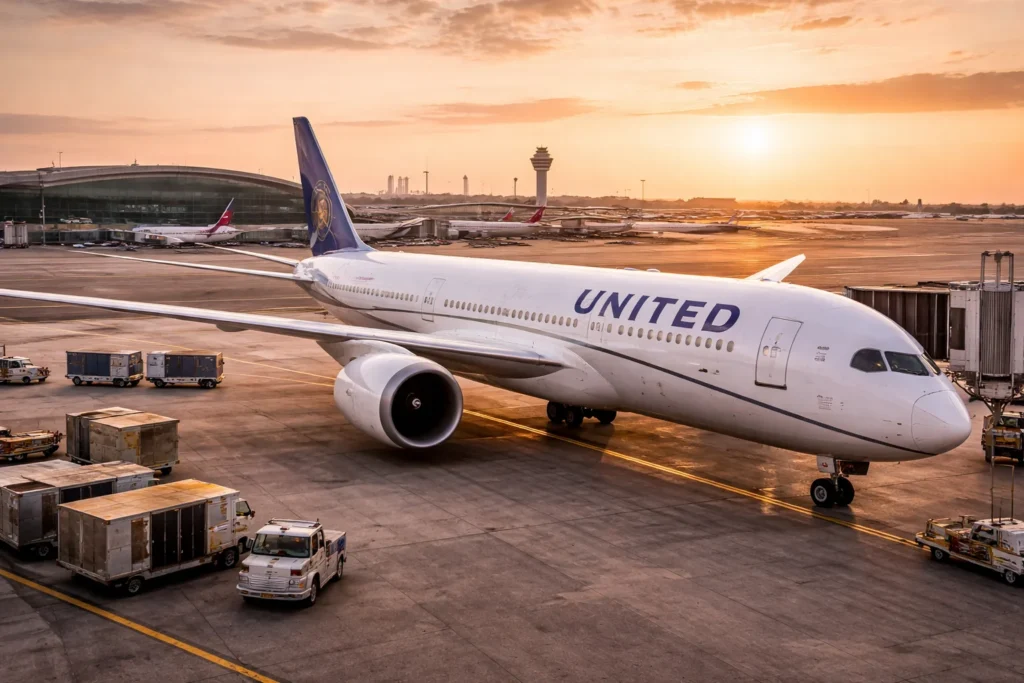 Sunset at the airport gate