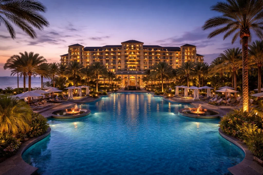 Twilight at a tropical resort