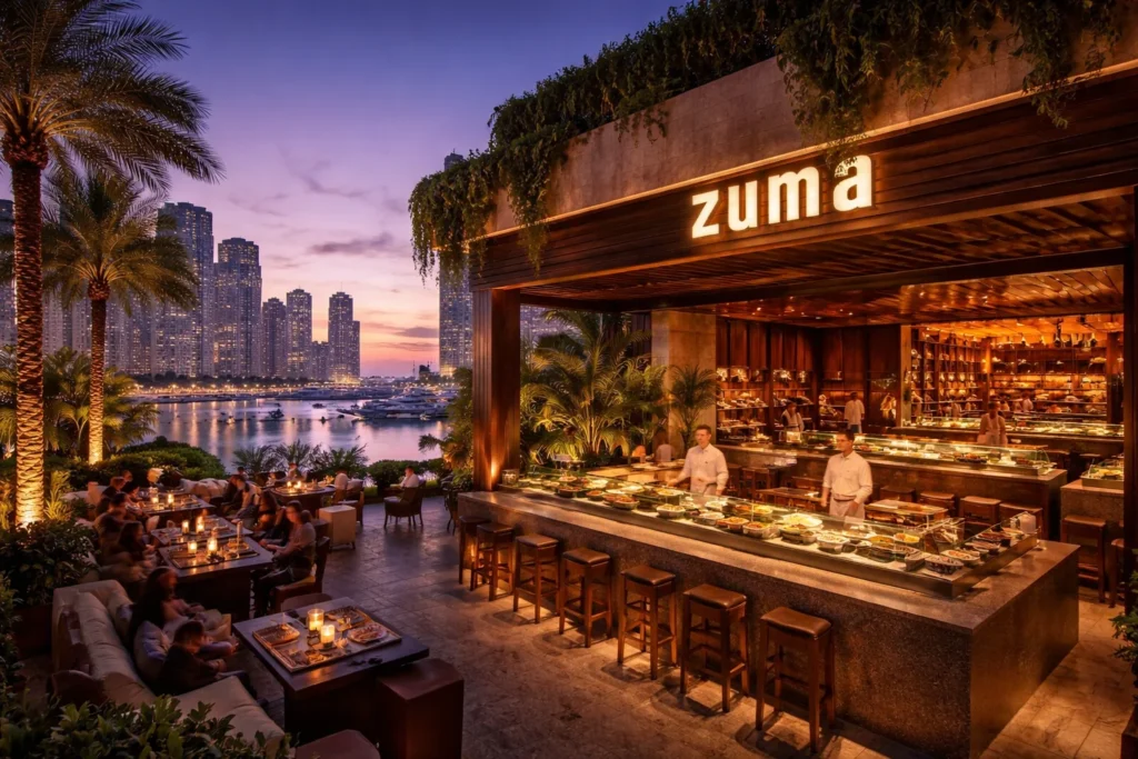 Twilight dining at Zuma restaurant