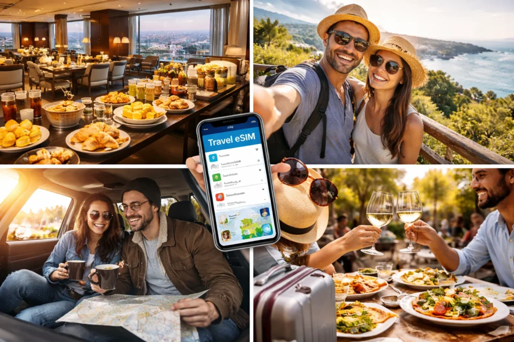 Vibrant travel moments captured in collage