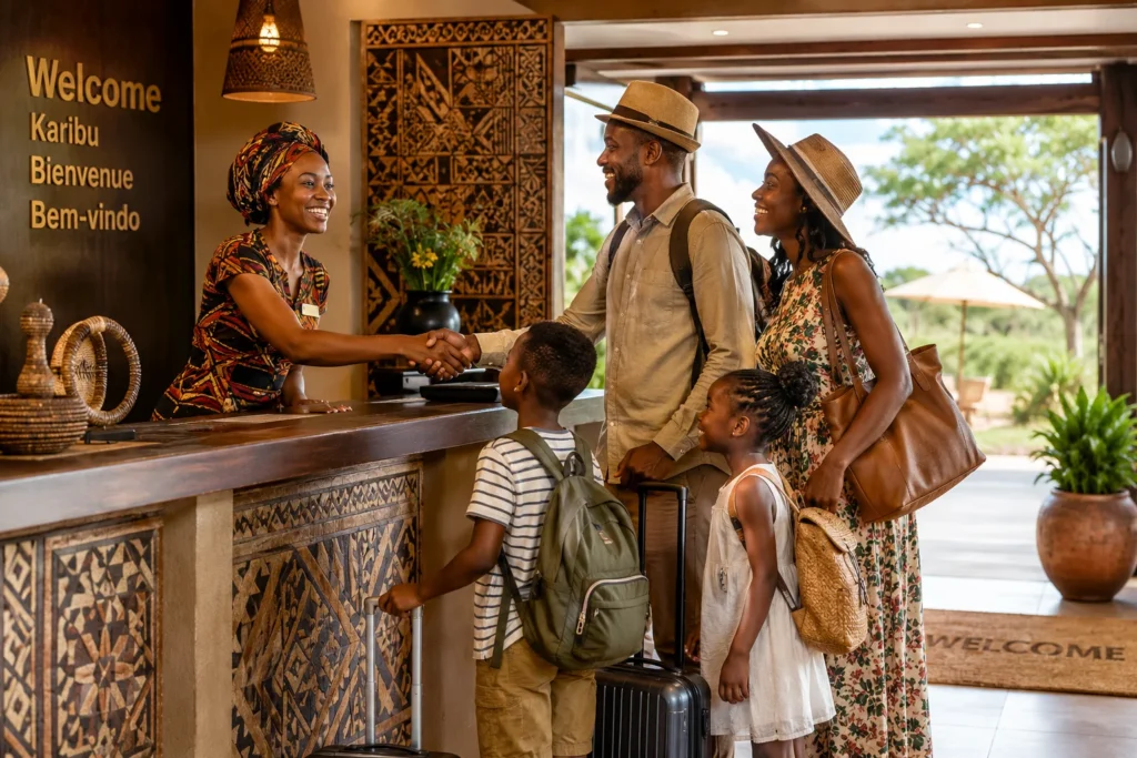 Warm welcome at a resort lodge