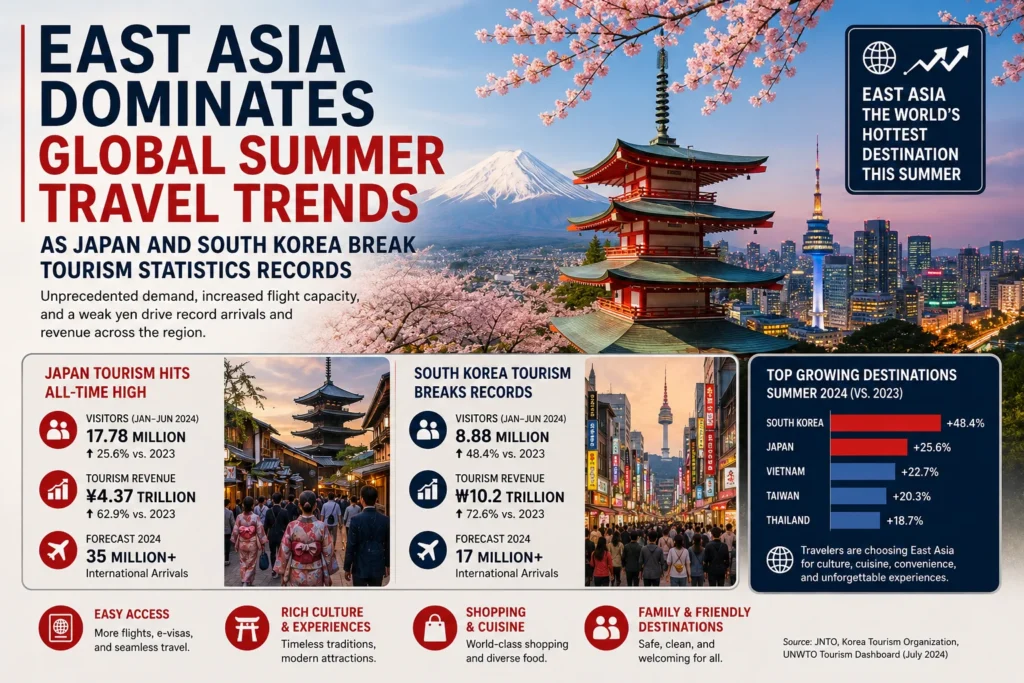 East Asia Dominates Global Summer Travel Trends As Japan and South Korea Break Tourism Statistics Records