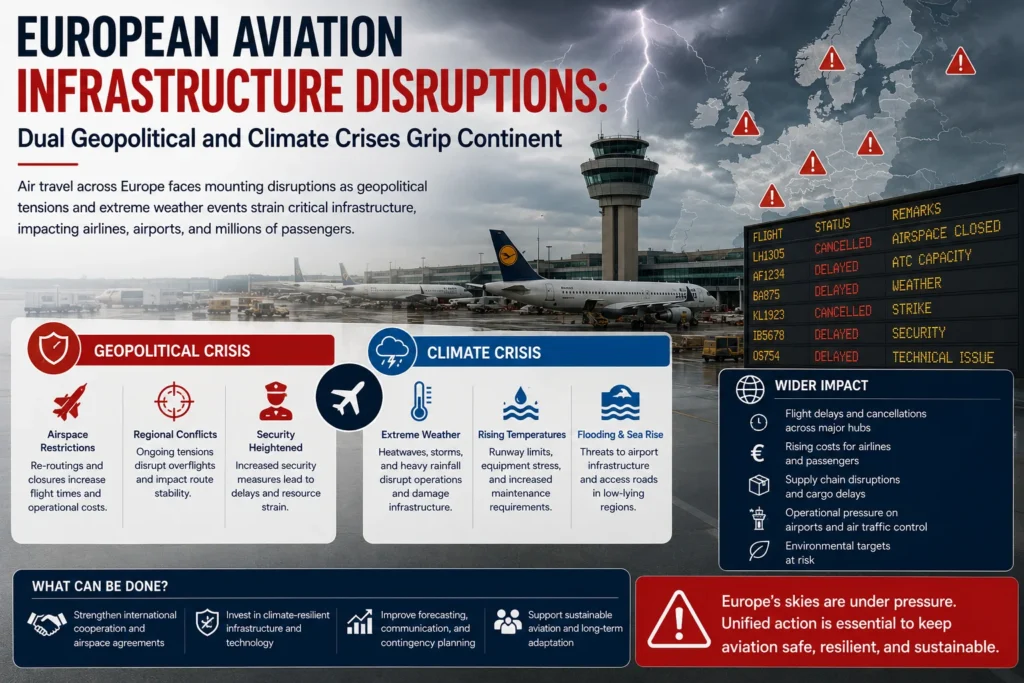 European aviation disruptions dual crises impact skies