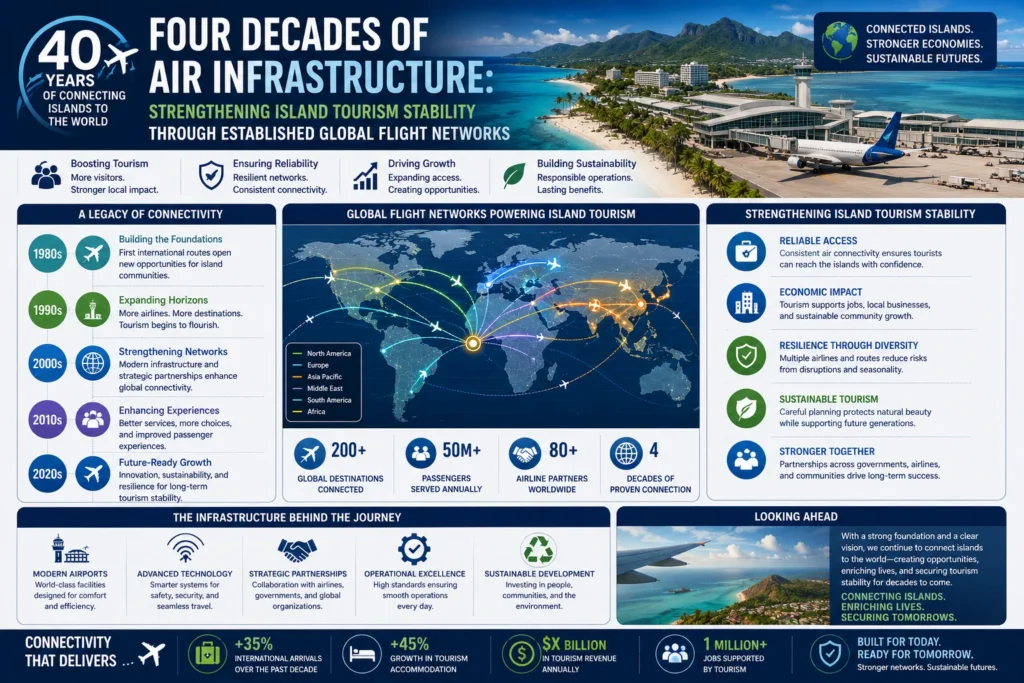 Global flight networks supporting island tourism