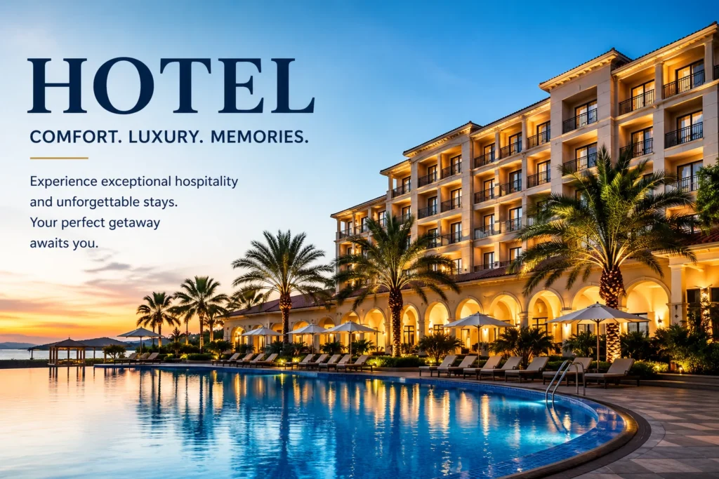 Hotel luxury at twilight reflection