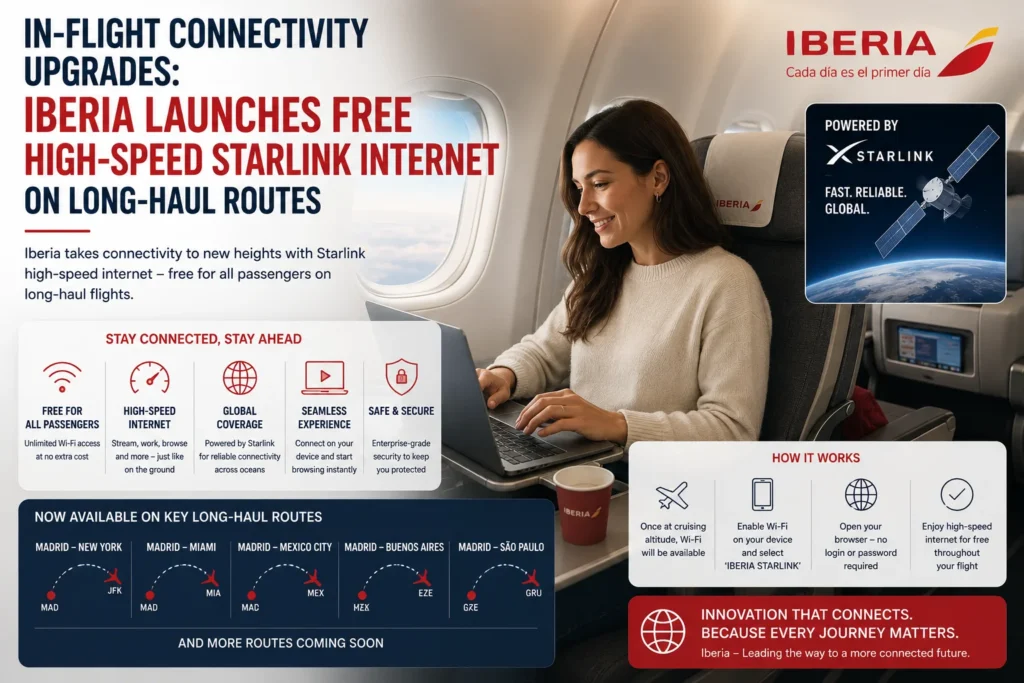 Iberia launches free Starlink Wi-Fi