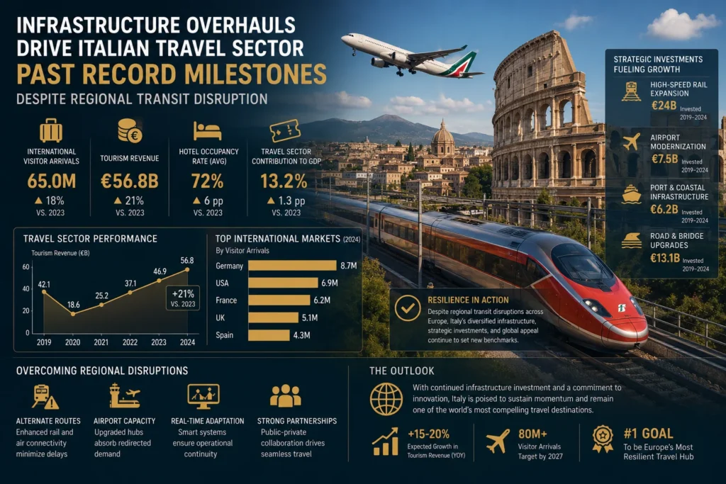 Italian travel sector growth infographic