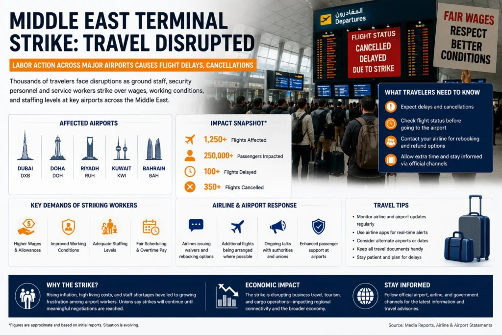 Strike disrupts Middle East airports