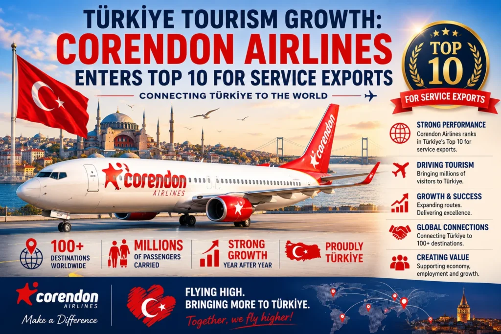 Türkiye Tourism Growth Corendon Airlines Enters Top 10 for Service Exports