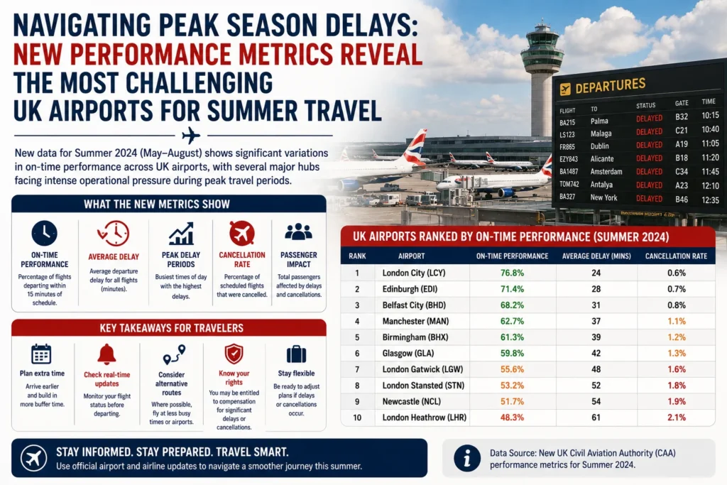 UK airport delays report summer 2024