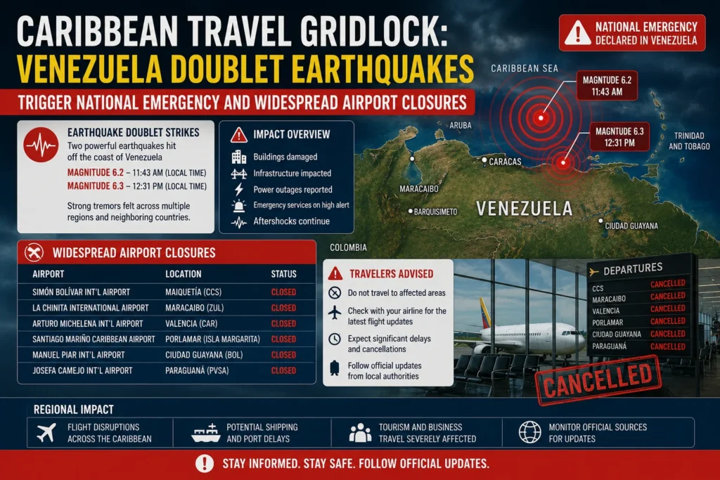 Venezuela earthquake triggers travel chaos