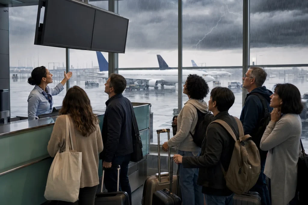 Airline support during storm delays