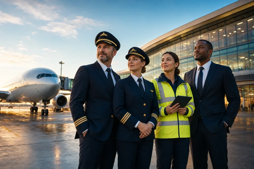 Aviation leaders at golden hour