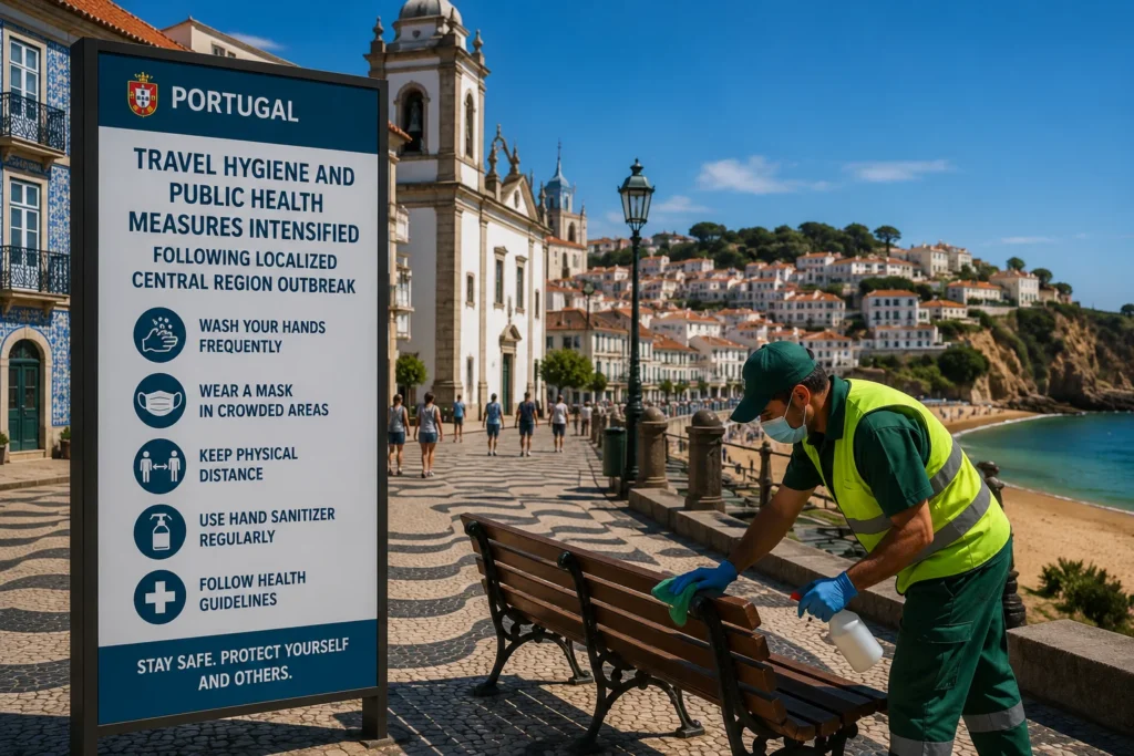 Clean coastal town with health measures