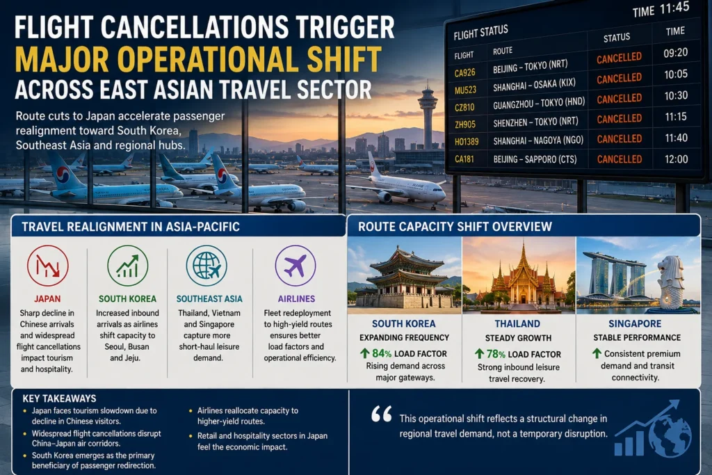 Flight Cancellations Trigger Major Operational Shift Across East Asian Travel Sector