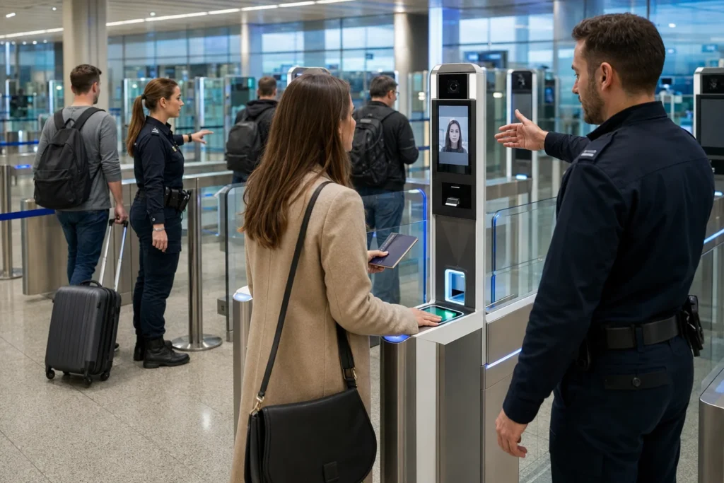 French border biometric check at airport
