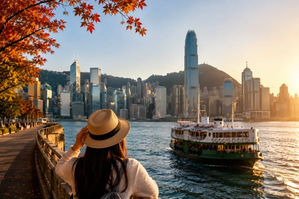 Golden hour at the waterfront promenade