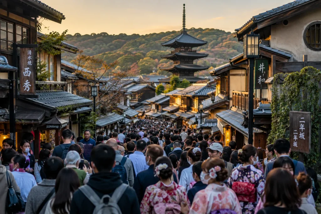 Golden hour in a historic street