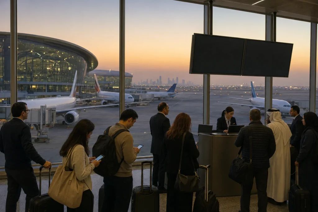 Grounded flights, waiting travelers