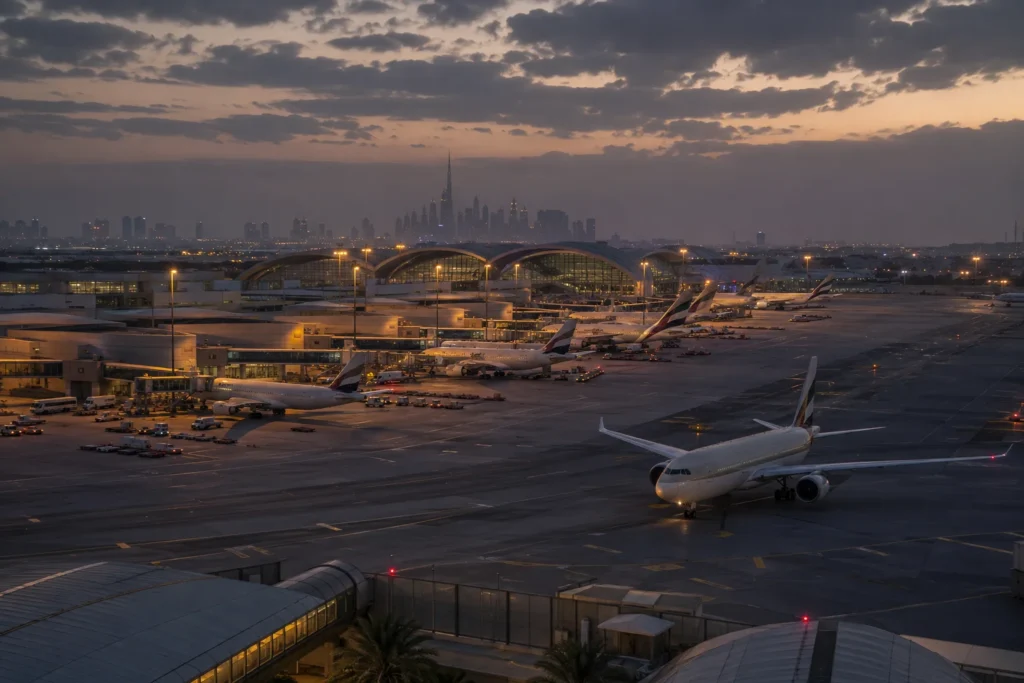 Grounded jets at a quiet Gulf hub
