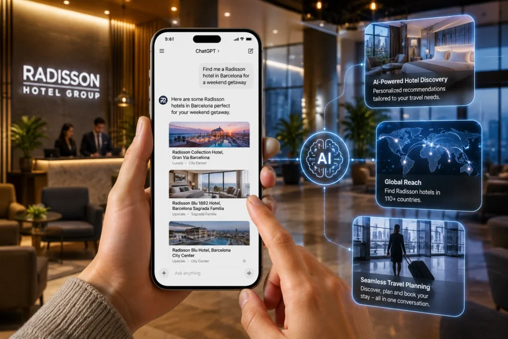 Hotel Discovery AI in a Modern Lobby
