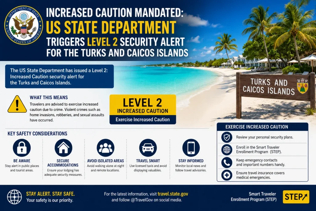 Level 2 security alert for Turks and Caicos