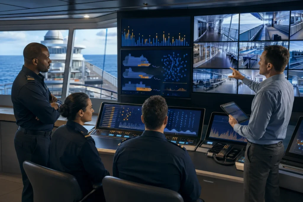 Maritime security team reviews safety data