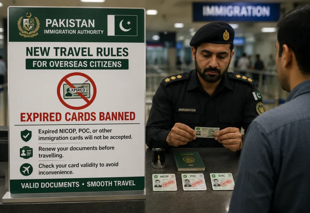 Pakistani immigration warning on expired cards