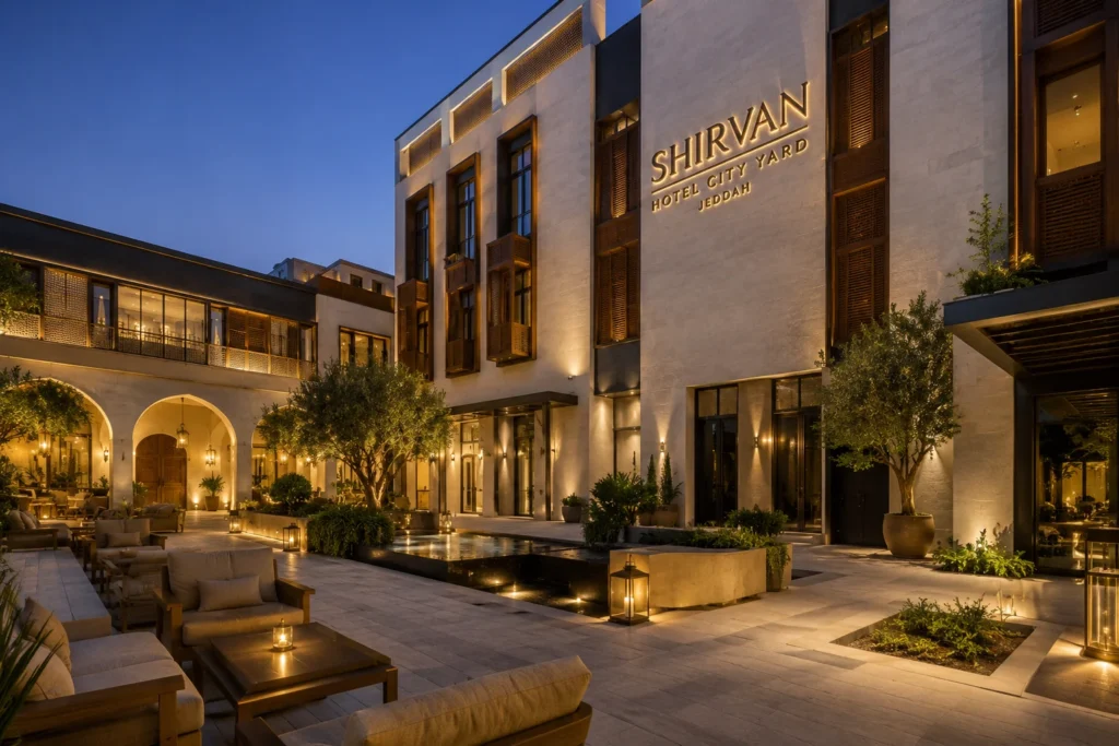 Serene evening at Shirvan Hotel courtyard