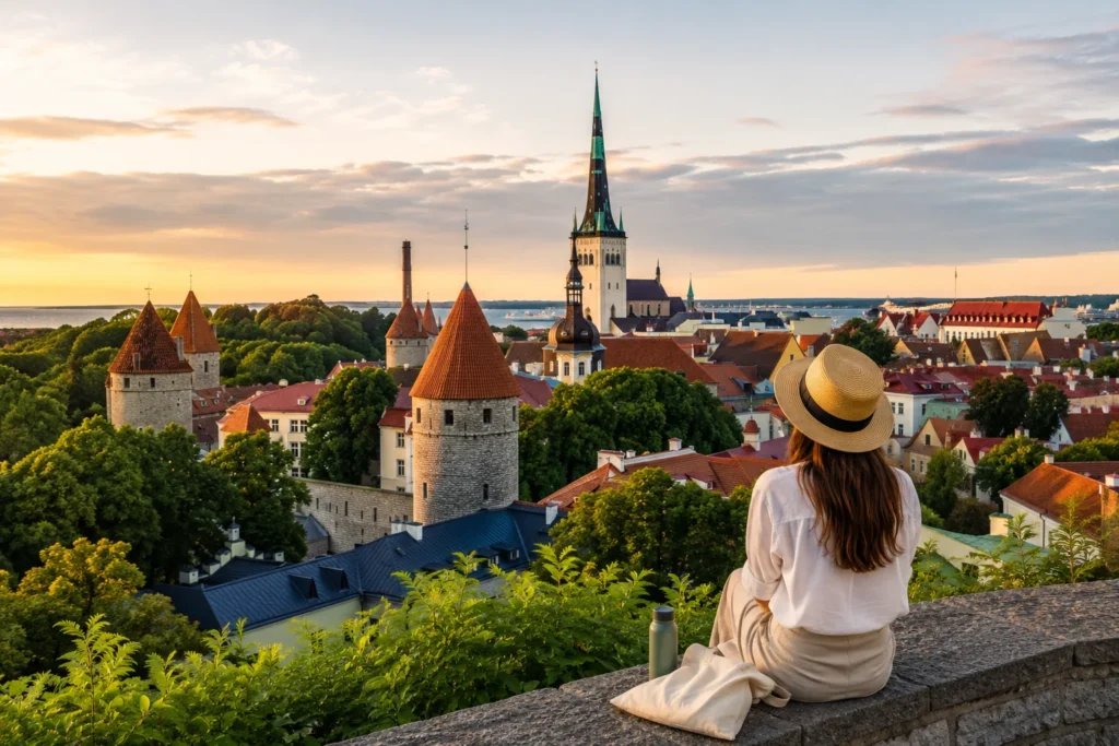 Serene sunset view over historic city