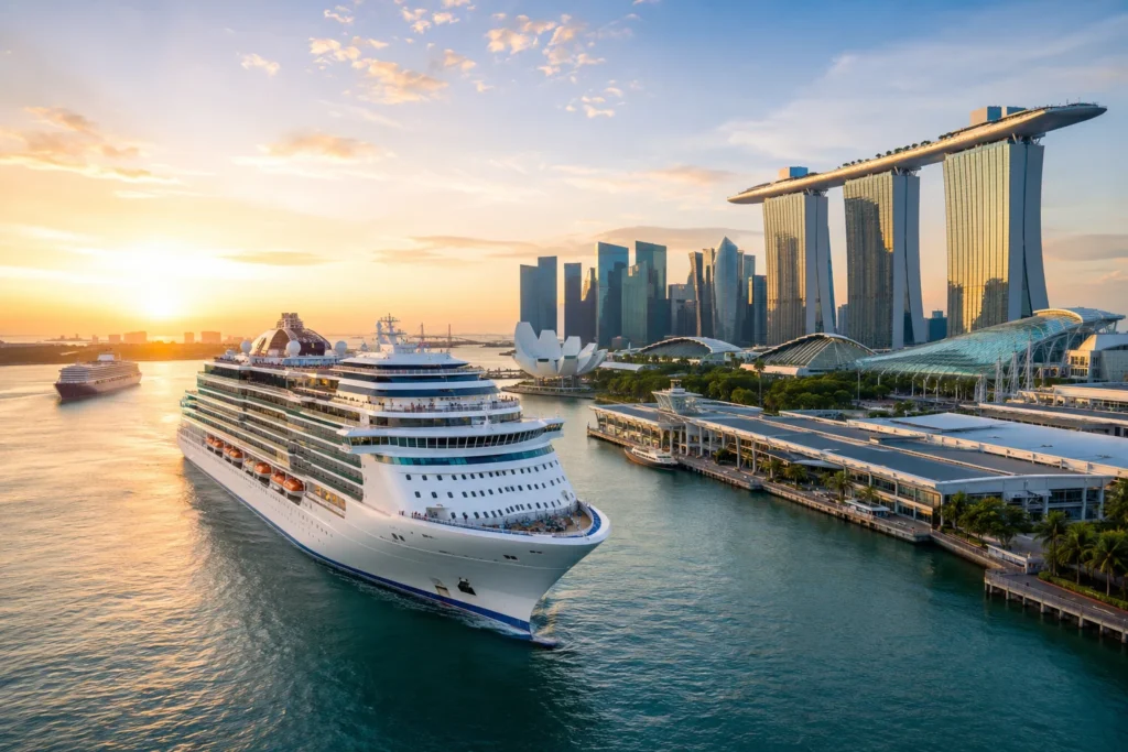 Sunrise cruise arrival at Singapore’s Marina Bay