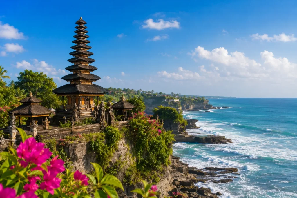 Tropical temple by the sea