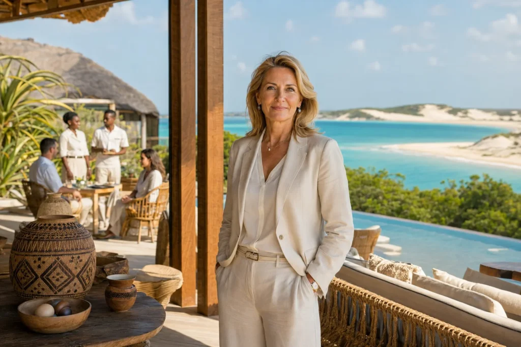 female general manager at luxury island resort