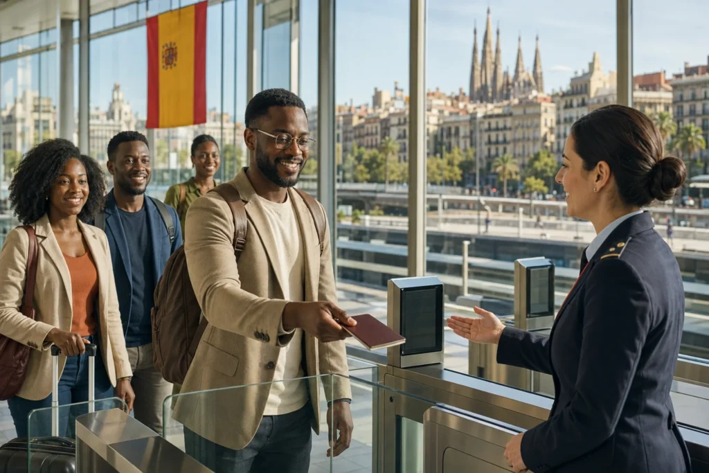 smooth arrival of african travelers in spain