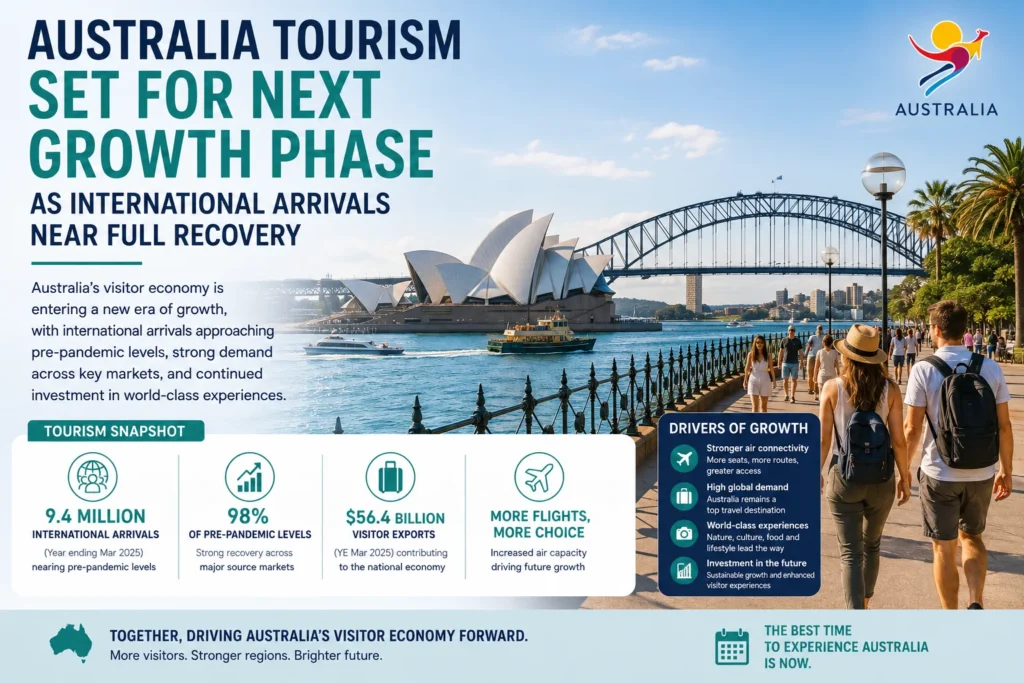 Australia Tourism Set for Next Growth Phase as International Arrivals Near Full Recovery