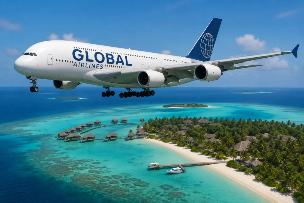 Global Airways Over Tropical Paradise
