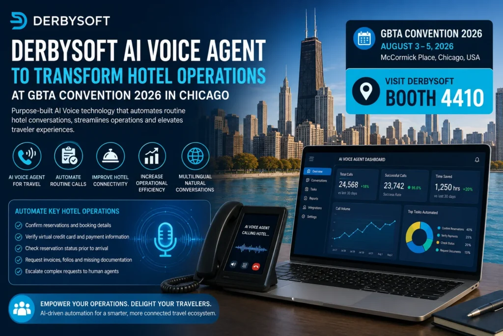 DerbySoft AI Voice Agent to Transform Hotel Operations at GBTA Convention 2026 in Chicago