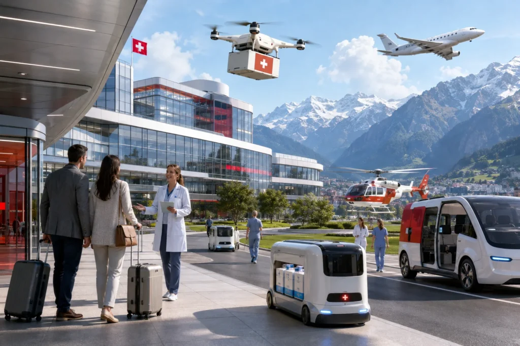 Futuristic Swiss Alpine Medical Campus