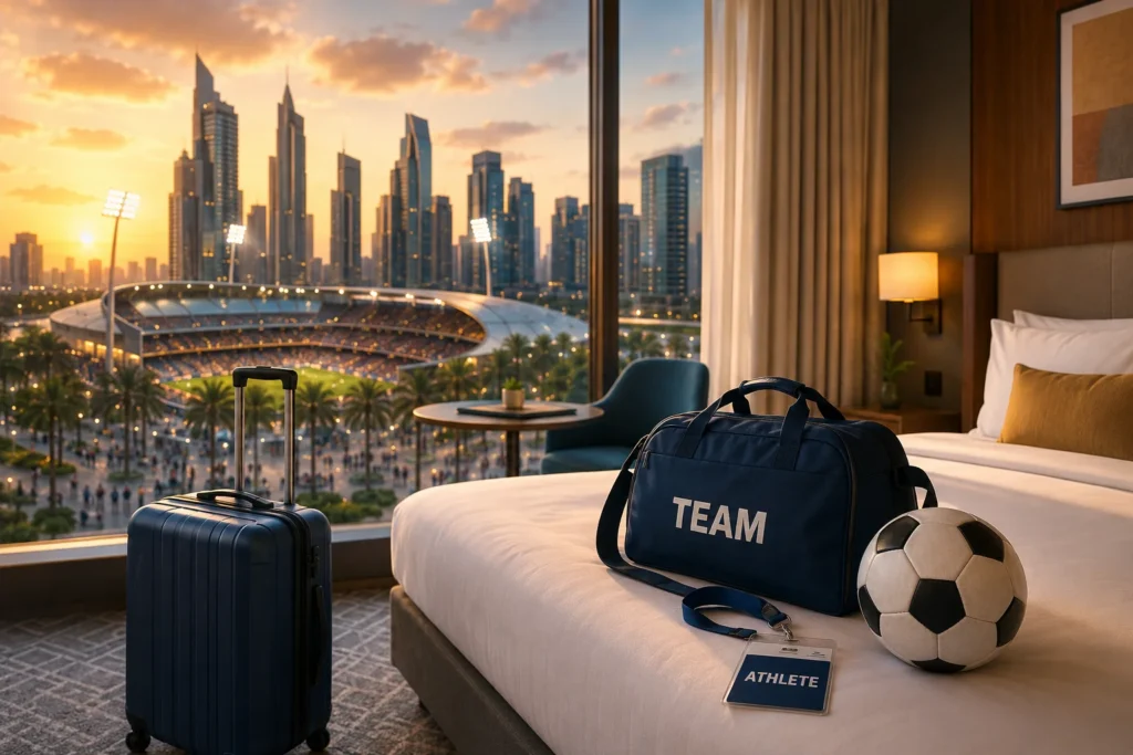 Golden-Hour Stadium Hotel Retreat